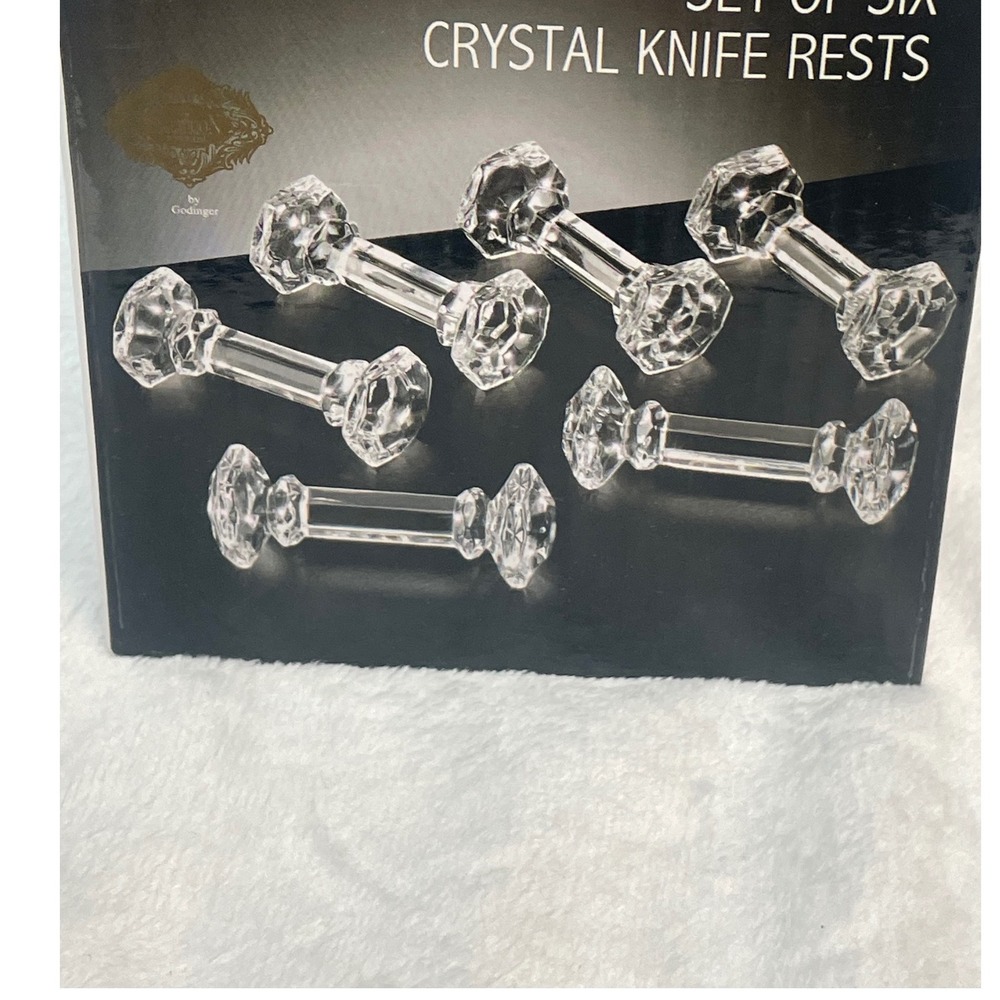 Shannon Crystal by Godinger Set of 4 Crystal Knife Rests 3581 Clear Faceted
